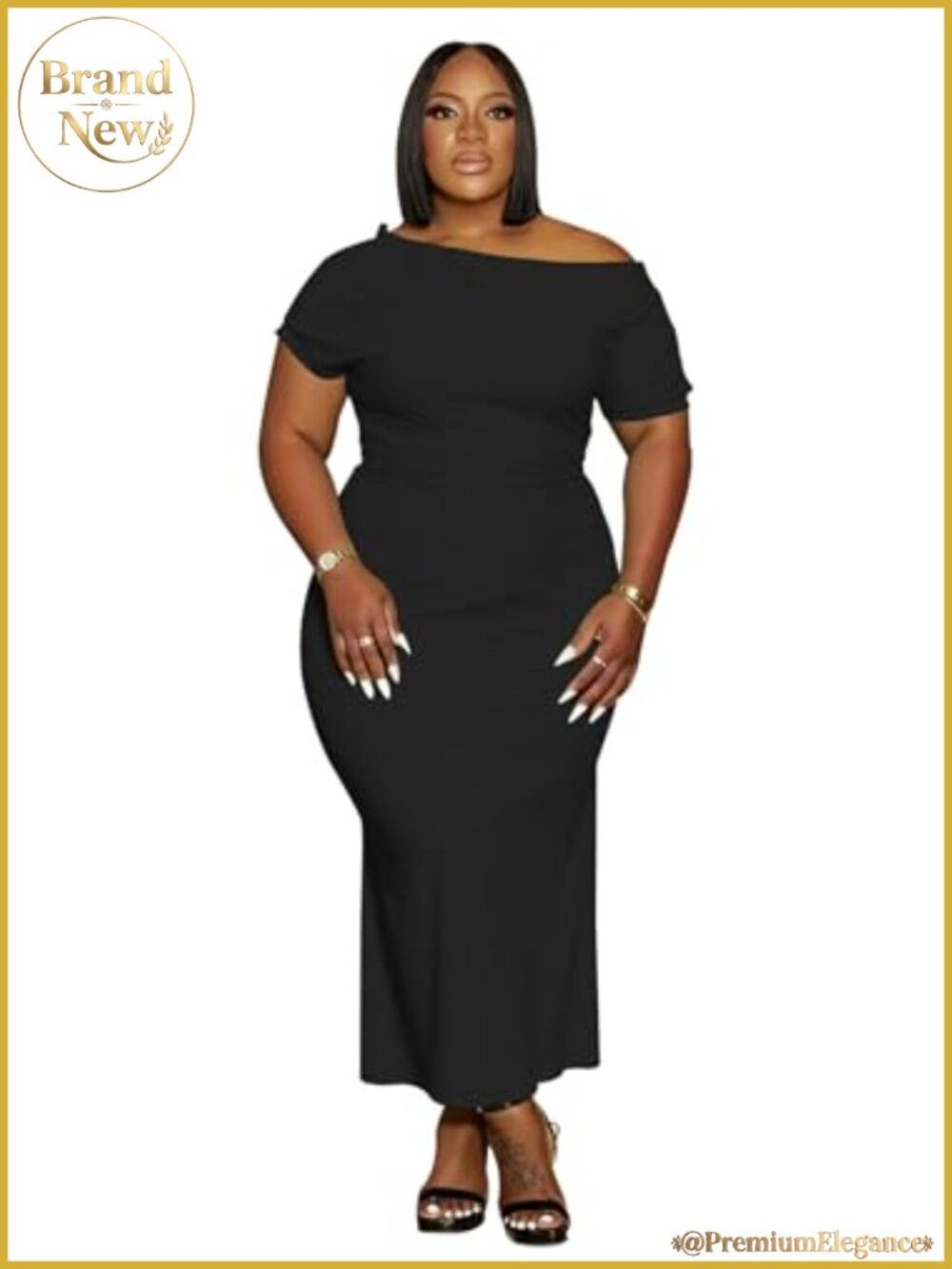 Plus Size Bodycon Long Maxi Dress Off Shoulder Short Sleeve Club Night Out